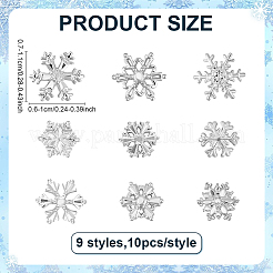 90Pcs 9 Styles Zinc Alloy Snowflake Cabochon&nbsp;MRMJ-ME0001-05