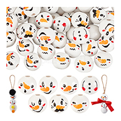 Christmas Printed Wood European Beads&nbsp;WOOD-PH0003-23