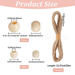 250Pcs 2 Styles Undyed Oil Coated Wooden Beads&nbsp;WOOD-PA0001-54