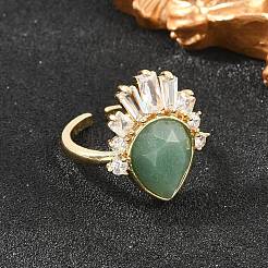Brass with Natural Green Aventurine Finger Rings&nbsp;GG-CBACC2B-07G-06
