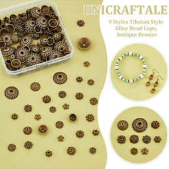 198Pcs 9 Styles Tibetan Style Alloy Bead Caps&nbsp;FIND-UN0015-67