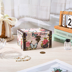 Vintage Butterlfy Printed Wooden Jewelry Boxes&nbsp;OBOX-WH20002-002AB