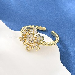 Brass Micro Pave Cubic Zirconia Cuff Open Rings&nbsp;CU-CBACDF6-05G