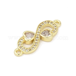Brass Clear Cubic Zirconia Heart Infinity Connector Charms&nbsp;KK-D317-144G
