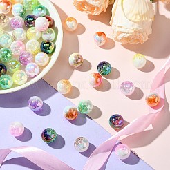 50Pcs UV Plating Opaque Crackle Two-tone Acrylic Beads&nbsp;MACR-CJ0001-96
