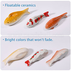 3Pcs 3 Colors Porcelain Fish Display Decoration&nbsp;DJEW-FH0011-48