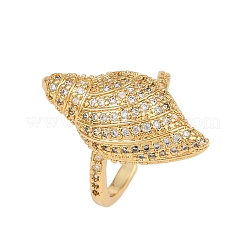 Brass Micro Pave Cubic Zirconia Cuff Rings for Women&nbsp;RJEW-L132-03G-01