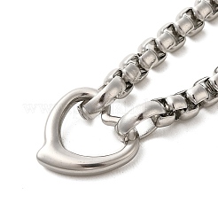 304 Stainless Steel Heart Pendant Necklaces & Bracelets Sets&nbsp;STAS-A100-22P