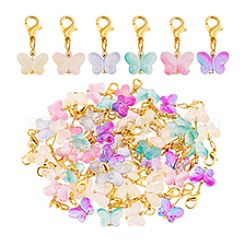 60Pcs 6 Colors Butterfly Glass Pendant Decorations&nbsp;HJEW-PH01944