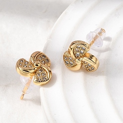 Brass Clear Cubic Zirconia Vortex Spiral Stud Earrings&nbsp;EJEW-A154-02G