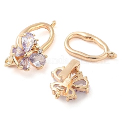 Brass Micro Pave Clear Cubic Zirconia Fold Over Clasps&nbsp;KK-U028-18G