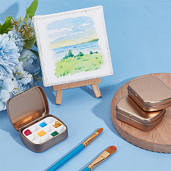 Rectangle Iron Tin Cans with 12-Grid Plastic Empty Watercolor Paint Pans&nbsp;CON-PH0003-12