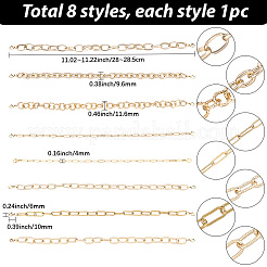 8Pcs 8 Styles 304 Stainless Steel & Aluminum Cable Chains Baseball Cap Chain&nbsp;HJEW-SC0002-51