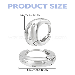 1Pair Brass Pave Clear Cubic Zirconia Hoop Earrings for Women&nbsp;EJEW-LP0004-59P