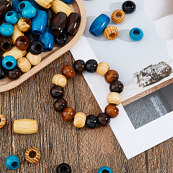 150Pcs 10 Styles Wood European Beads&nbsp;WOOD-FH0002-32