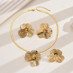 Stainless Steel Flower Earrings & Necklaces & Rings Sets for Women&nbsp;DE0042