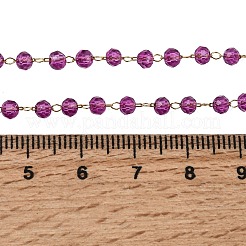304 Stainless Steel with Glass Faceted Rondelle Bead Handmade Link Chain Birth Stone Necklaces for Women&nbsp;NJEW-G195-01G-08