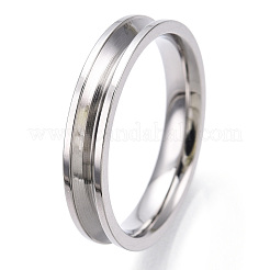 201 Stainless Steel Grooved Finger Ring Settings&nbsp;STAS-WH0039-11D-P