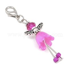 6Pcs Alloy & Glass Angel Pendant Decoratons&nbsp;HJEW-JM04208-02