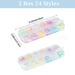 2Pcs 2 Styles 12-grid PET & Aluminum & ABS & Styrene Nail Art Decoration&nbsp;MRMJ-SP0001-33