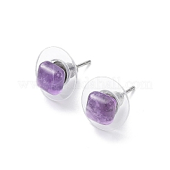 Natural Amethyst Stud Earrings for Women&nbsp;EJEW-K091-01P-08