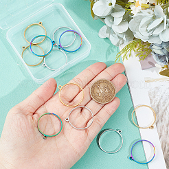 12Pcs 3 Styles 304 Stainless Steel Open Back Bezel Flat Round Pendants&nbsp;FIND-UN0002-73