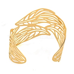 Ion Plating(IP) 304 Stainless Steel Hollow Open Cuff Bangles&nbsp;BJEW-S151-01G-07