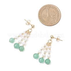 304 Stainless Steel Mixed Stone Dangle Stud Earrings&nbsp;EJEW-TA00740