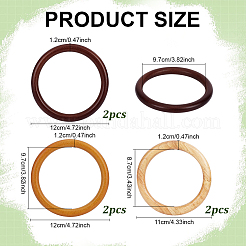 6Pcs 3 Colors Round Ring Wood Bag Handles&nbsp;DIY-PH0035-25