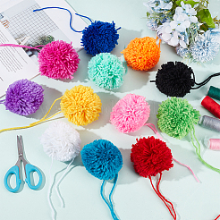 12Pcs 12 Colors DIY Craft Polyester Pom Pom Ball&nbsp;AJEW-CY0002-94