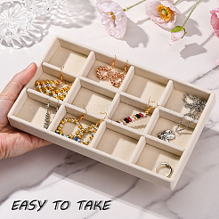12 Grids Rectangle Wood Covered with Velvet Jewelry Trinket Display Trays&nbsp;AJEW-WH20054-062F-01
