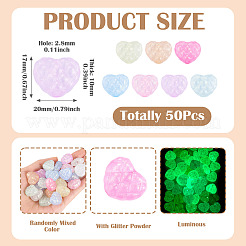50Pcs Luminous Transparent Acrylic Beads&nbsp;LACR-TA0001-11