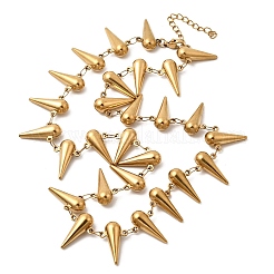 304 Stainless Steel Spiked Cone Link Chain Necklaces for Women&nbsp;NJEW-G192-01G