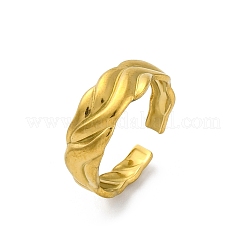 Hammered 304 Stainless Steel Open Cuff Rings for Women&nbsp;RJEW-M019-41G
