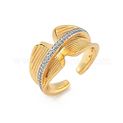 Brass Micro Pave Cubic Zirconia Cuff Rings&nbsp;RJEW-D307-05G-C