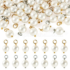 40Pcs 2 Colors Shell Pearl Round Charms&nbsp;PALLOY-TA00340