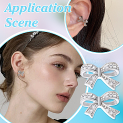 4 Pairs Bowknot Brass Micro Pave Clear Cubic Zirconia Stud Earrings&nbsp;EJEW-PH0001-58