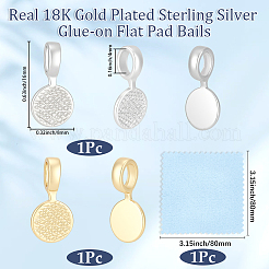 2Pcs 2 Colors 925 Sterling Silver Glue-on Flat Pad Bails&nbsp;STER-BBC0009-76
