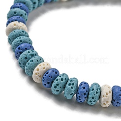 Disc Dyed Natural Lava Rock Adjustable Braided Beaded Bracelet&nbsp;BJEW-G691-01C