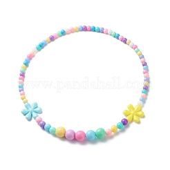 Flower Opaque Acrylic Stretch Kid Necklaces&nbsp;NJEW-JN03973