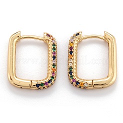 Brass Micro Pave Cubic Zirconia Huggie Hoop Earrings&nbsp;EJEW-P187-O01