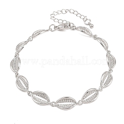 Cowrie Shell Shape Brass Link Chain Bracelets for Women&nbsp;BJEW-K248-07B-P