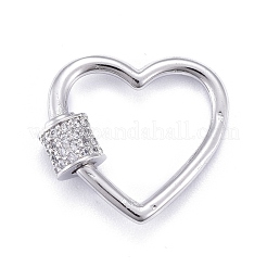 Brass Micro Pave Clear Cubic Zirconia Screw Carabiner Lock Charms&nbsp;ZIRC-E164-07P
