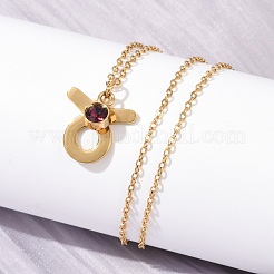 304 Stainless Steel Glass Drill Birth Stone Constellation Pendant Necklaces&nbsp;LS-STAS-D305-08G-B