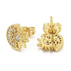 Brass Micro Pave Cubic Zirconia Ear Studs&nbsp;EJEW-P261-26C-G