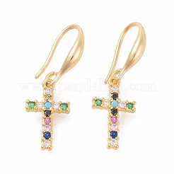 Brass Micro Pave Cubic Zirconia Dangle Earrings&nbsp;EJEW-F233-02