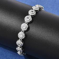 Brass Micro Pave Clear Cubic Zirconia Link Chain Bracelets for Women&nbsp;BJEW-H639-03P