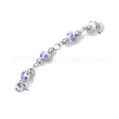 Round Flower Printed Porcelain Ceramic Beads Link Chain Bracelets for Women&nbsp;BJEW-JB12684-02
