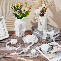 4Pcs 4 Styles Double & Single Layer Chinlon Lace Trim Fabric&nbsp;DIY-WR0003-87A