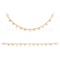 2Pcs Alloy Enamel Pink Bowknot Tassel 304 Stainless Steel Cable Chain Bag Decorative Chains&nbsp;AJEW-BBC0001-03